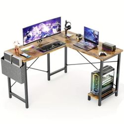 Brown L Shaped Computer Desk