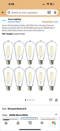 Warm Edison Style LED Light Bulbs