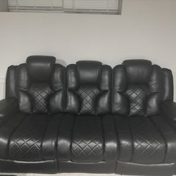 Black Leather Reclining Sofa Set (FINAL LISTING)