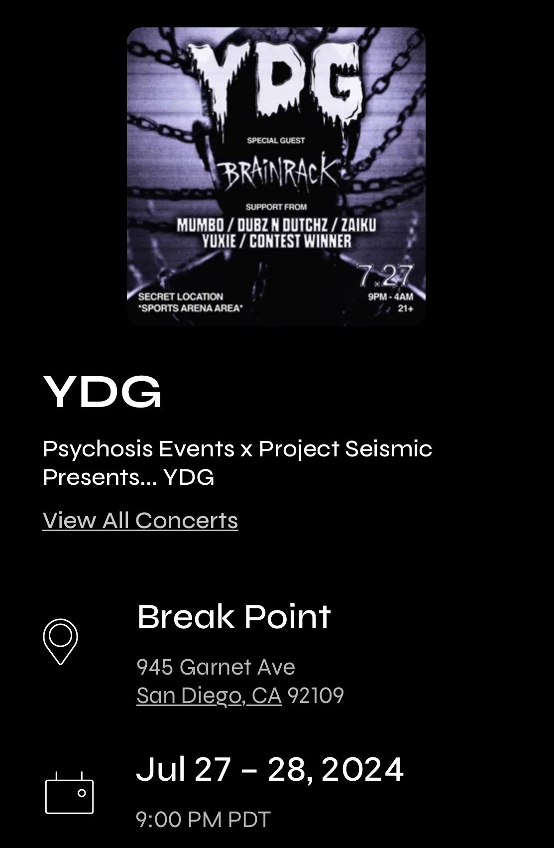 YDG ticket 7/17- San Diego