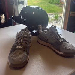 Nike Air Zoom Diamond Elite Turf 'Wolf Grey' SZ 8.5 Free EVO shield helmet  