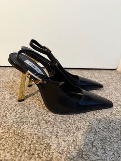 Steve Madden “Divine” Black Leather Slingback Heels, US 8.5