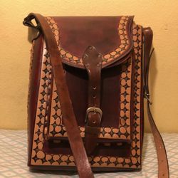 Leather School Bag, Purse, Backpack From Guerrero Mexico 