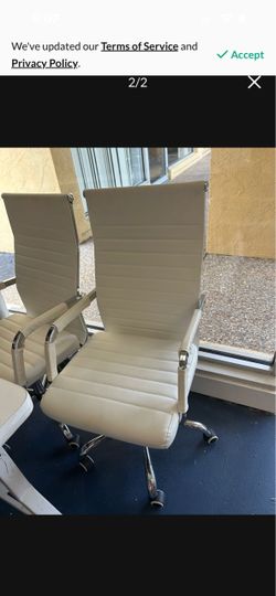 White leather desk chairs