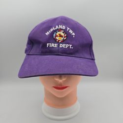 ENZA Purple Midland Twp. Fire Dept. Michigan Adjustable Strapback Hat. 9