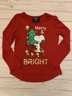 Xs 4 5 girls snoopy Charlie Brown Christmas shirt