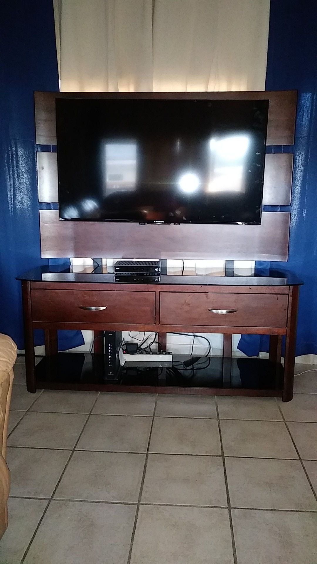 Tv stand with mount and drawers