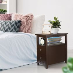 ZENSTYLE Storage Rack Cabinet W/ Drawer Rectangle MDF Shelf Brown