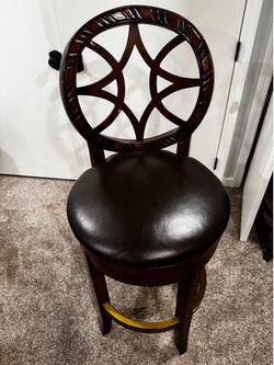 Genuine Leather Counterheight Hardwood Chairs
