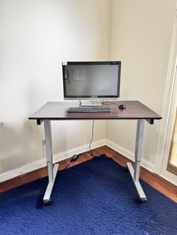 Luxor Crank-Adjustable Standing Desk – 48” Dark Walnut, Retails $513