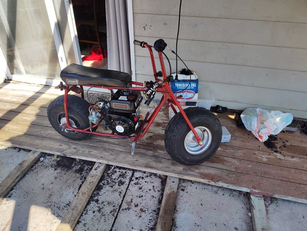 Coleman Mini Bike With A 212 And Cooney Carburetor Straight Pipe Does 50 And Up Brakes Work