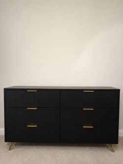 Modern 6-Drawer Black Dresser