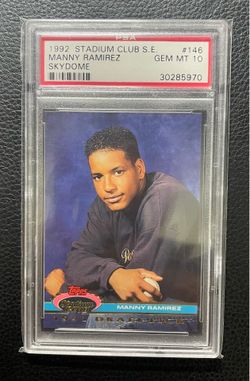 1992 Manny Ramirez Stadium Club Draft Pick Rookie Card - PSA 10 GEM MINT. L.A. Dodgers