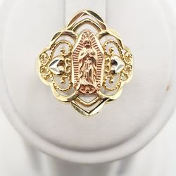 14k tri color gold virgin Mary ring