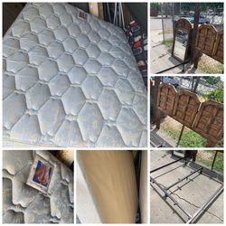 Poster pedic Queen size mattress and box spring comes with frame headboard and mirror