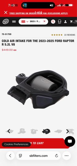 Ford raptor R cold air intake