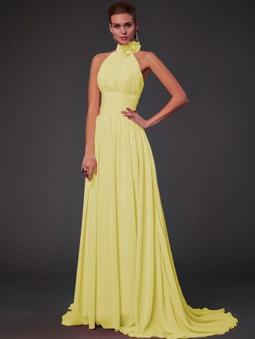 Beautiful Princess Halter Sleeveless Chiffon Dress