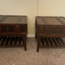 2  Rustic Ashely Furniture End Tables 
