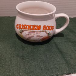 Vintage Soup Recipe Mug Cup Bowl ~ Chicken Soup