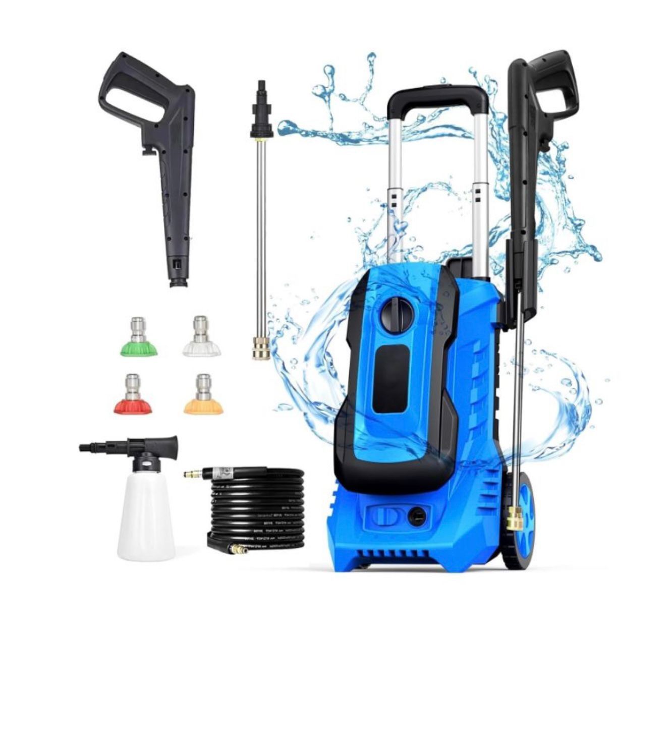Power Washer Electric Powered Pressure Washer with Telescopic Handle, Car Wash Machine Floor Cleaning Blue 4800 PSI + 3.2 GPM