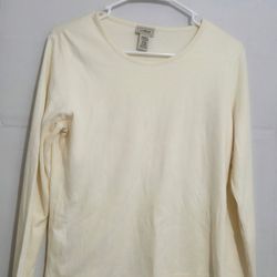 LL Bean Women's 100% Cotton Jewel Neck T- Shirt Long  Sleeve Size SM-REG