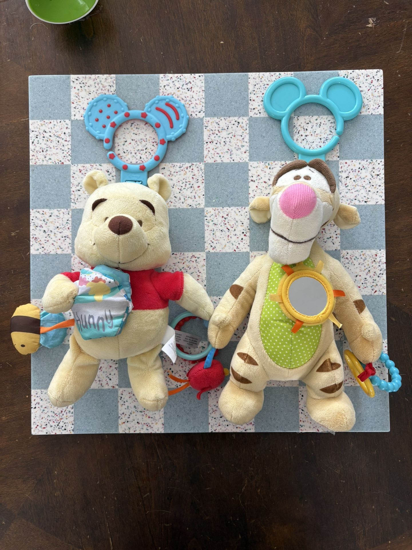 Disney Baby Winnie the Pooh Bear & Tigger On the Go Activity Plush Toy Rattle Plush