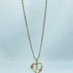 14k solid Figaro three tone gold and letter A pendant  , necklance gold pendant