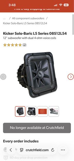 Kicker L5 600W rms 12’ Sub