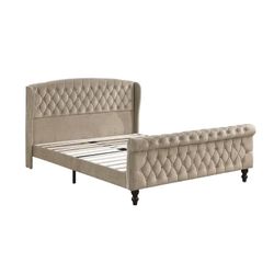 BRAND NEW BROWN VELVET QUEEN BEDFRAME