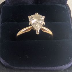 GIA 1.44  Centerstone Natural Diamond Ring SZ 7 Color G SI1 Pear Cut