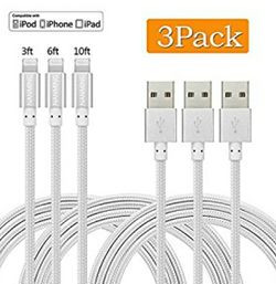 10 ft , 6 ft , 3 ft iphone cable lightning