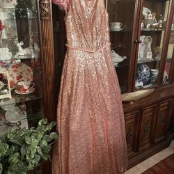 Special! Beautiful Sequined Rose Gold Gown 