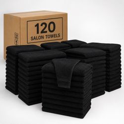 120 black salon towels 100% cotton - barbershop towel