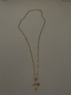10K Gold Figaro Chain w/ Jesus Cross Pendant ✨