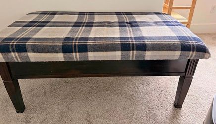 Upholstered Bench with Wood Base
