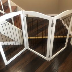 Freestanding Foldable Dog Gate For House Extra Wide Wooden 