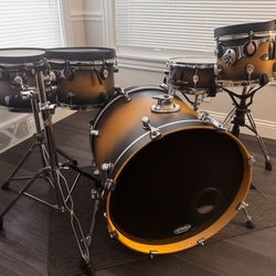 Hybrid drum kit: Acoustic and electric Drum Set with triggers.