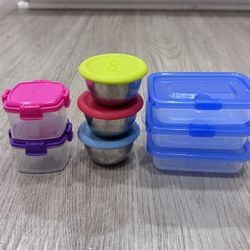 Kids Lunch Container Bundle – Sistema + Stainless Steel Snack Cups + Plastic Containers