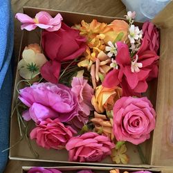 Pink Orange And Yellow Artificial Silk Flowers