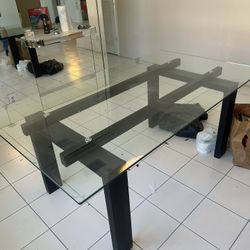 Glass Leather wrapped dining table