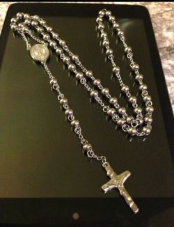 White Gold Plated Beaded Rosary