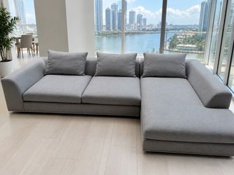 Luxury Perazzi Sectional Sofa Couch with Chaise – Modern Gray