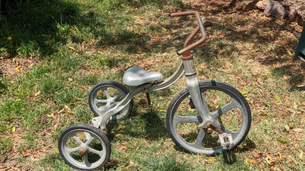 Vintage All Cast Aluminum Tricycle. Anthony Brothers Convert-O Tricycle.