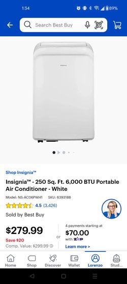 Portable AC Unit 250 sqft 6000 BTU