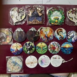 Stained Glass and Ceramic Window Hanging Ornaments ( 19 Brand New with Boxes )