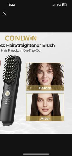 Cordless Hair Straightener Brush with Cool Air Long-Lasting S