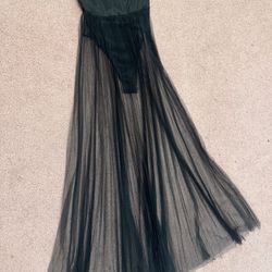 New Xs black sheer dress skirt bodysuit festival rave boho concert outfit goth