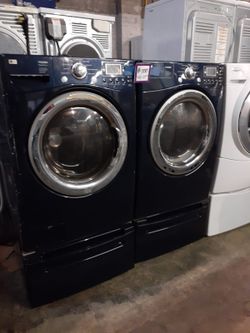 LG front load washer and dryer set with pedestal working perfectly with 4 months warranty
