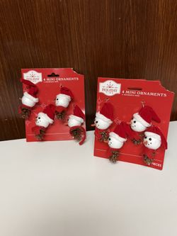 8pcs Festive Red and White Snowman mini Ornaments