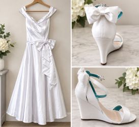 White Dress and ivory shoes